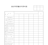 생산부문별손익분석표 생산부문별손익분석표